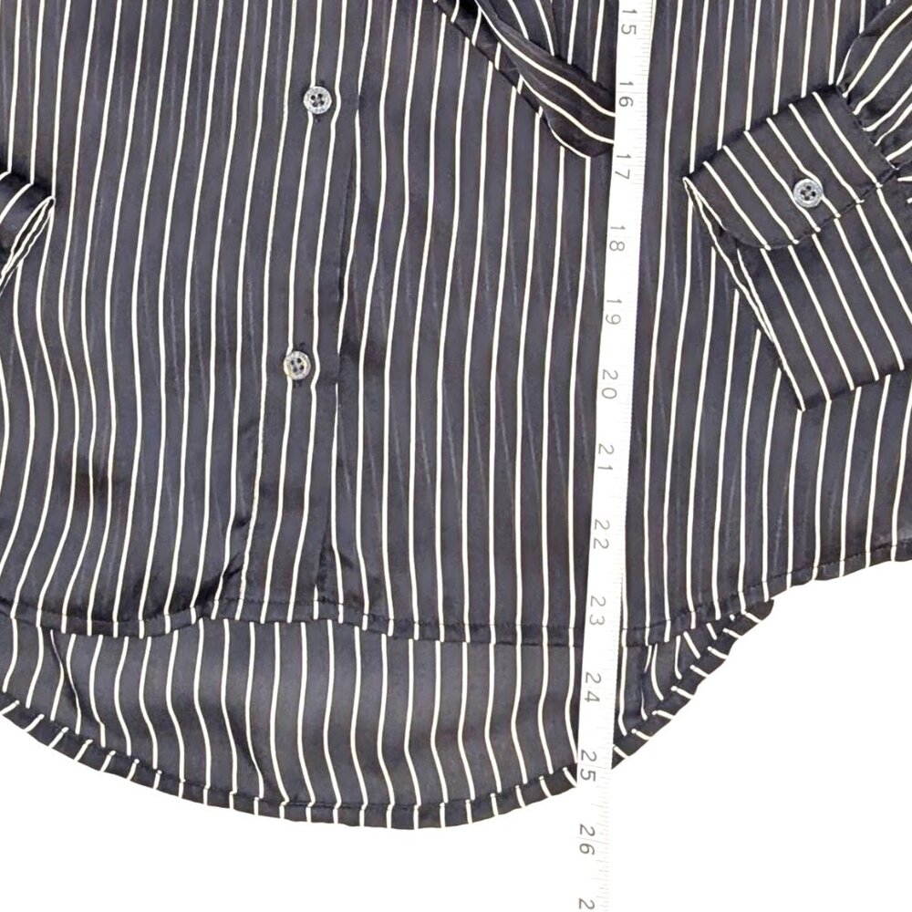 LAUREN Ralph Lauren | 100% Silk Striped Button Down Blouse with Bow | Size 6 - Picture 11 of 12
